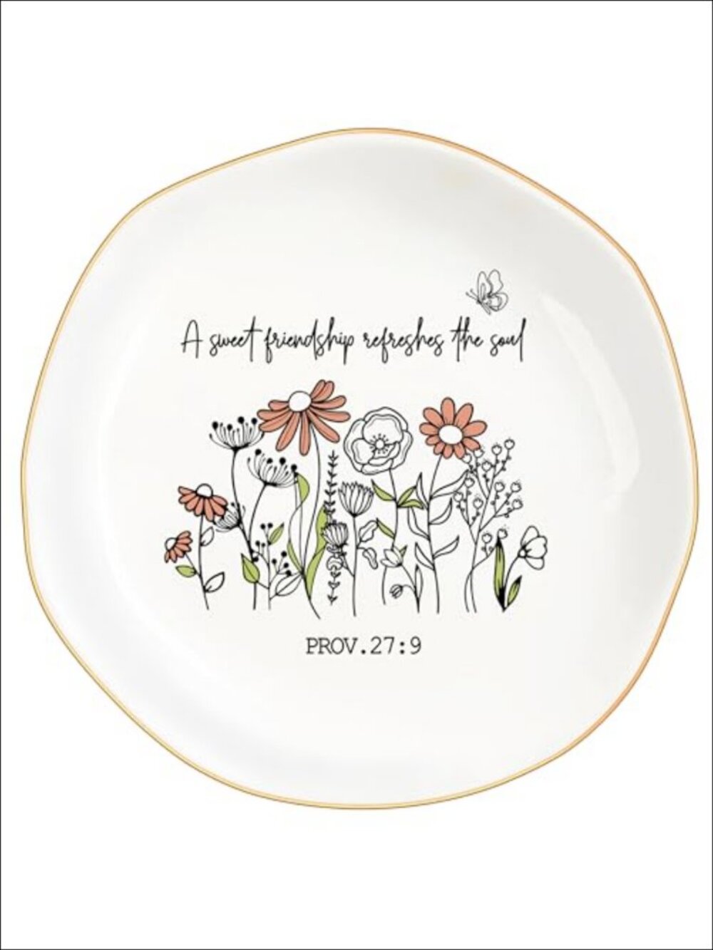 Ceramic Bible Verse Jewelry Dish Trinket Tray Floral Ring Holder Gift for Women